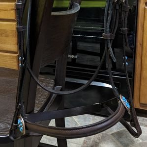 Customized Havana Coloured Bridle with Turquoise Conchos